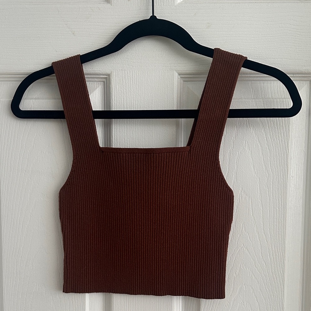 Brown knit crop top